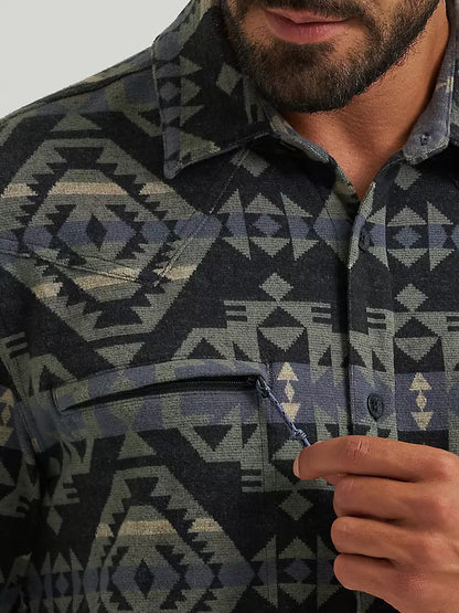 Men's Wrangler All Terrain Gear Blanket Shirt Jacket - Black Checotah