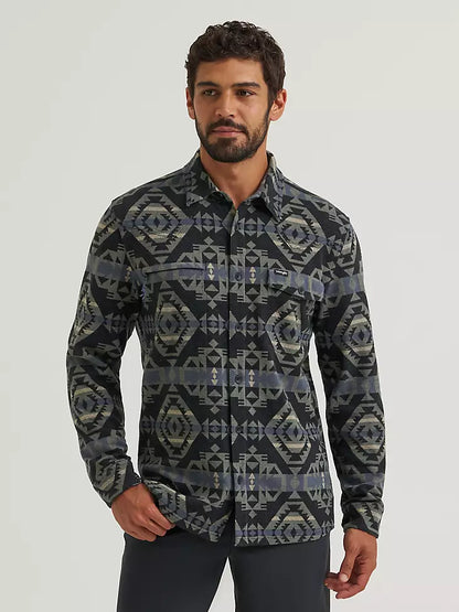 Men's Wrangler All Terrain Gear Blanket Shirt Jacket - Black Checotah