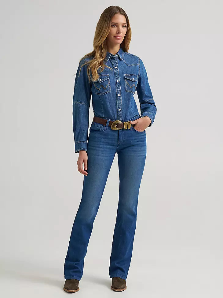 Women's Wrangler Barrel Sleeve Denim Snap Shirt