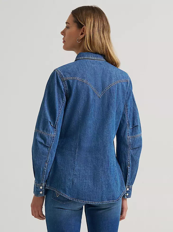 Women's Wrangler Barrel Sleeve Denim Snap Shirt