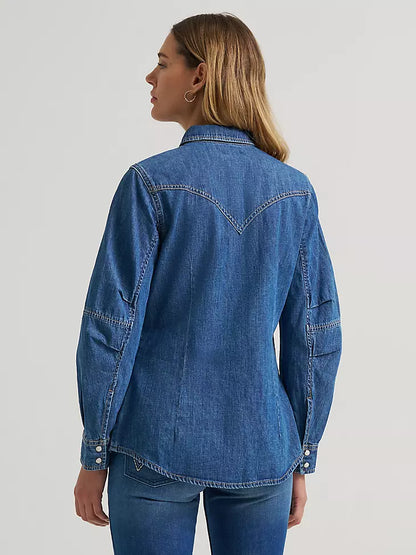 Women's Wrangler Barrel Sleeve Denim Snap Shirt