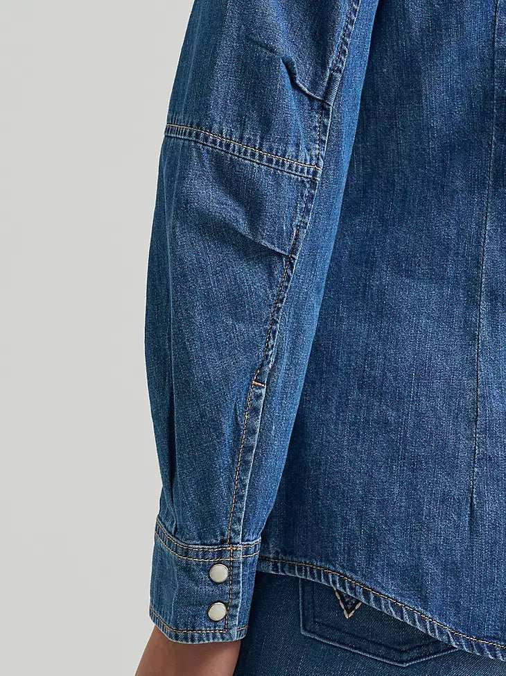 Women's Wrangler Barrel Sleeve Denim Snap Shirt