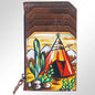 American Darling Hand-Painted Card Holder - Western Cowhide Leather Zip Wallet