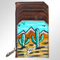 American Darling Hand-Painted Card Holder - Western Cowhide Leather Zip Wallet