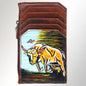 American Darling Hand-Printed Leather Card Holder - Bull