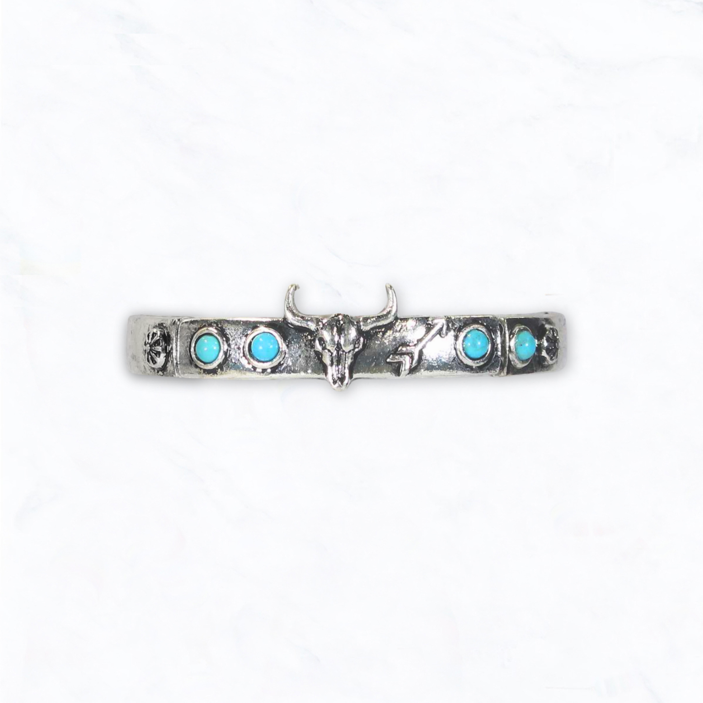 Western Turquoise Bull Skull Cuff Bracelet