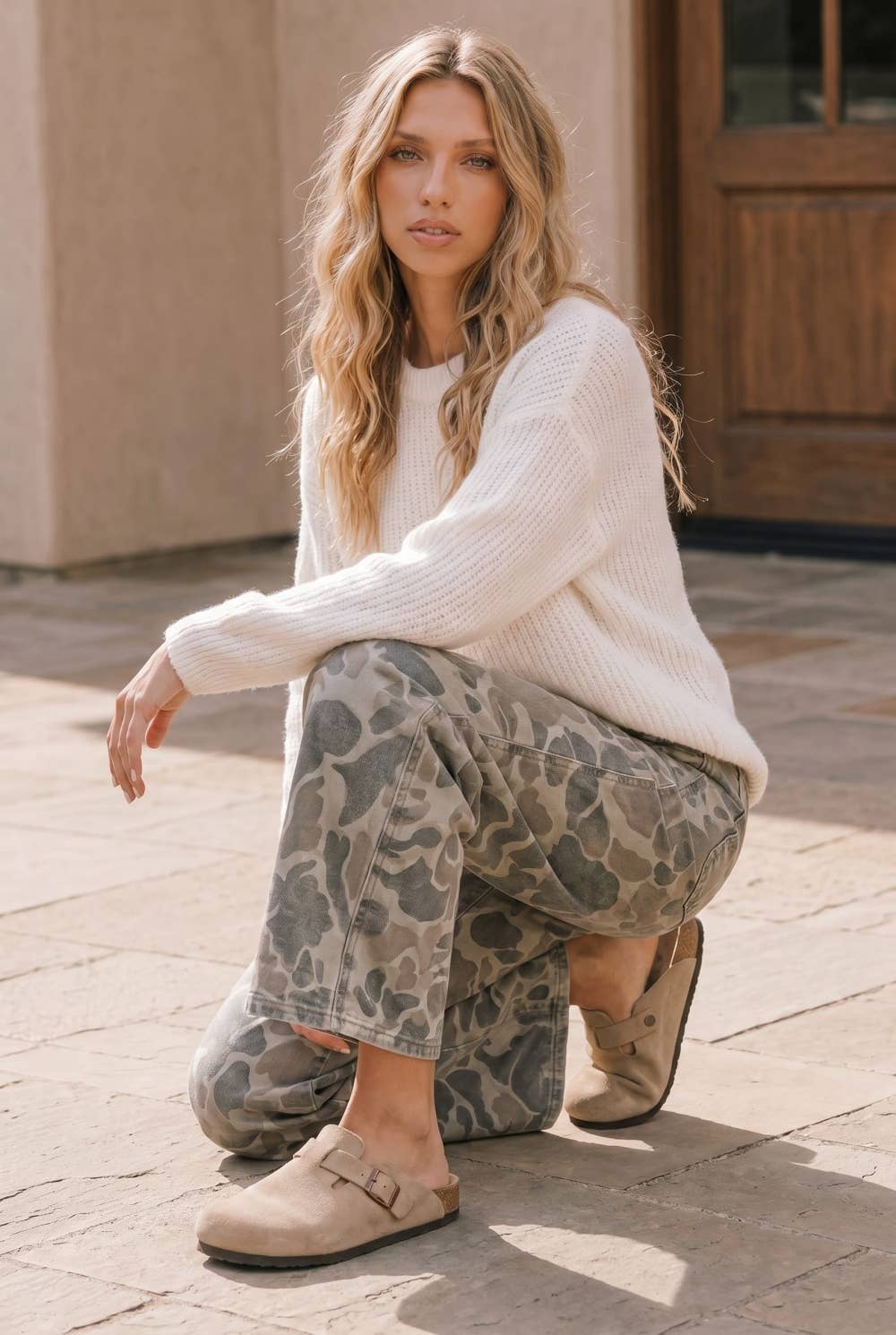 Women's Camo Wide Leg Denim Pants