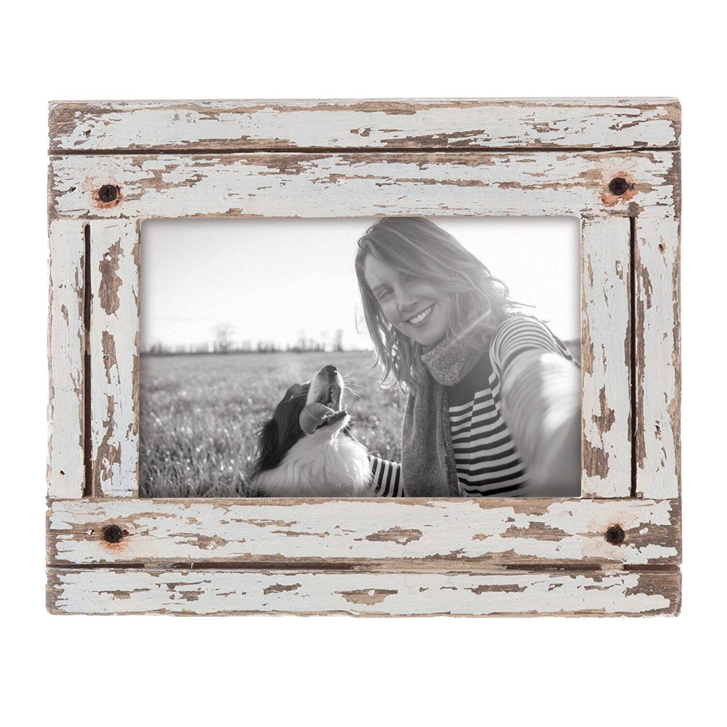 4x6 Photo Rustic Barn Wood White Picture Frame
