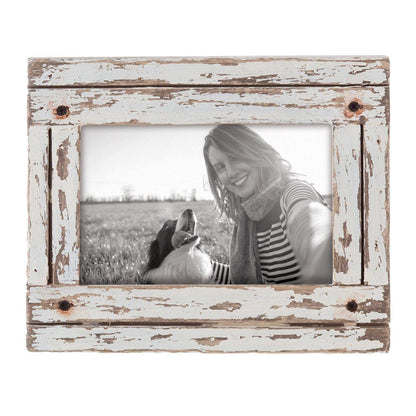 4x6 Photo Rustic Barn Wood White Picture Frame