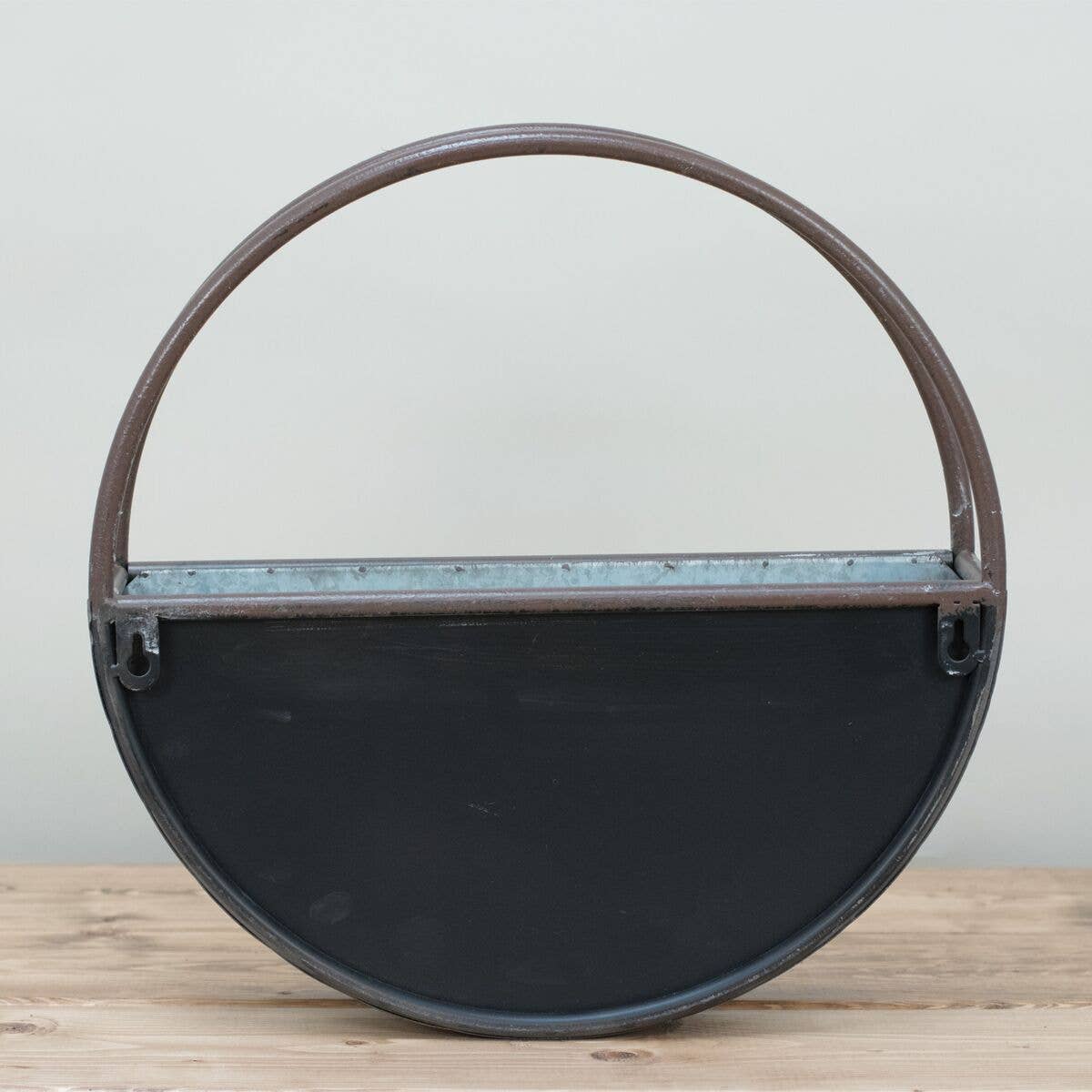 SALE - Rustic Round Farmhouse Galvanized Metal Wall Planter