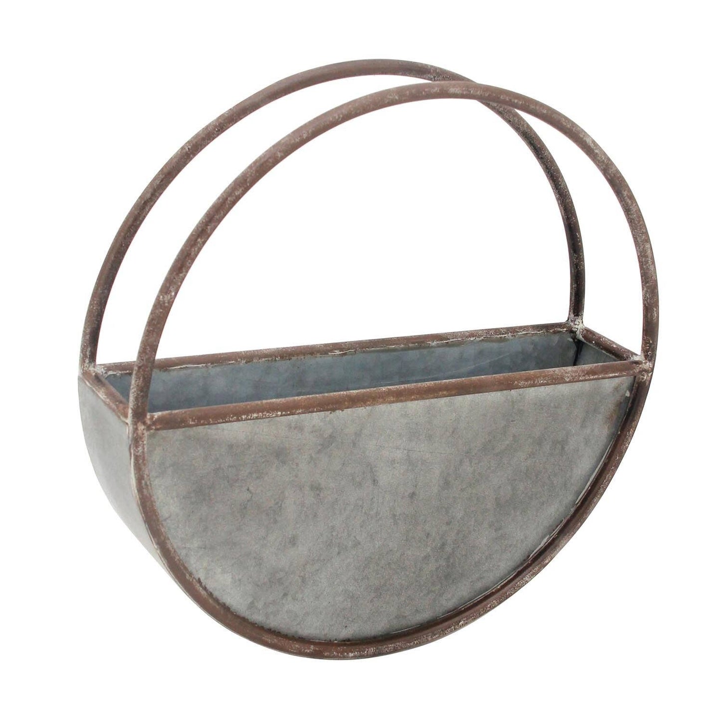 SALE - Rustic Round Farmhouse Galvanized Metal Wall Planter