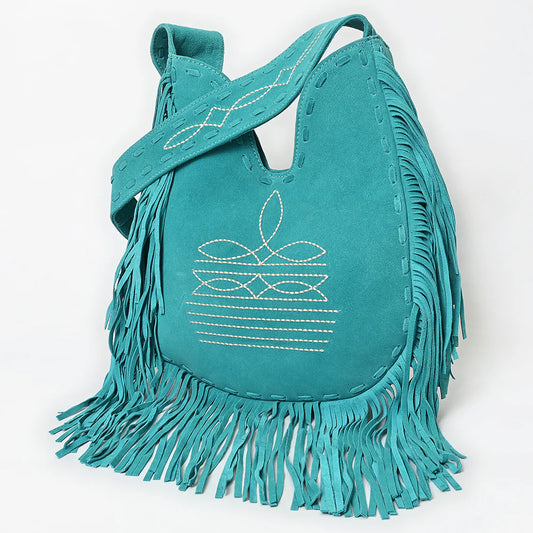 American Darling Suede Fringe Large Crossbody Bag - Western Embroidered Boho Hobo Purse