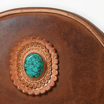 American Darling Round Canteen Bag - Turquoise Concho, Fringe, and Braided Strap