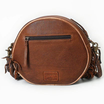 American Darling Round Canteen Bag - Turquoise Concho, Fringe, and Braided Strap