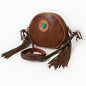 American Darling Round Canteen Bag - Turquoise Concho, Fringe, and Braided Strap