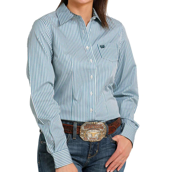 Women's Cinch Arenaflex Button-Down Western Shirt-Blue