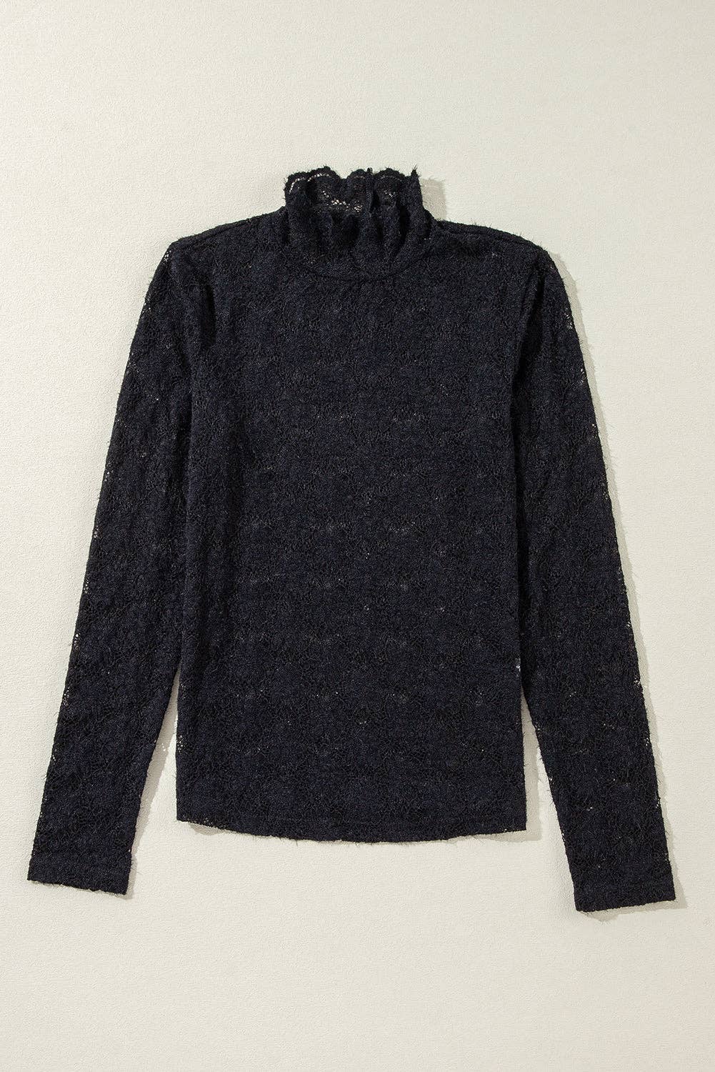 Women's Floral Lace High Neck Long Sleeve Top