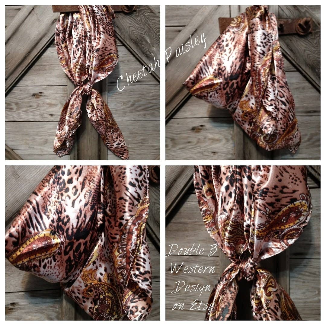 Wild Rag ANIMAL 608 Brown Paisley Cheetah Cowboy Western Neck Scarf Bandanna by Double B Wild Rags