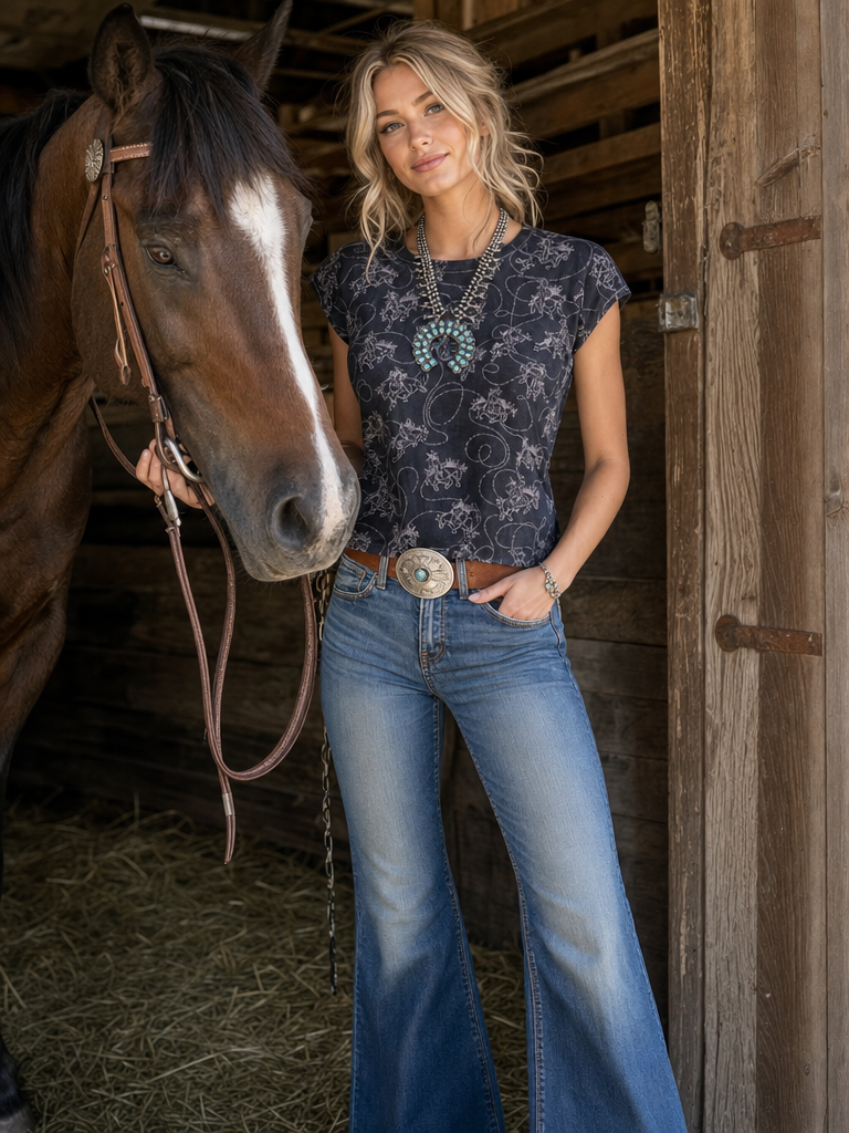 Women's Bronco All Over Knit Top