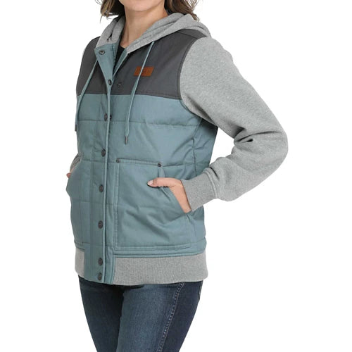 Women's Cinch Canvas Hoodie Jacket - Teal/Grey