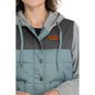Women's Cinch Canvas Hoodie Jacket - Teal/Grey