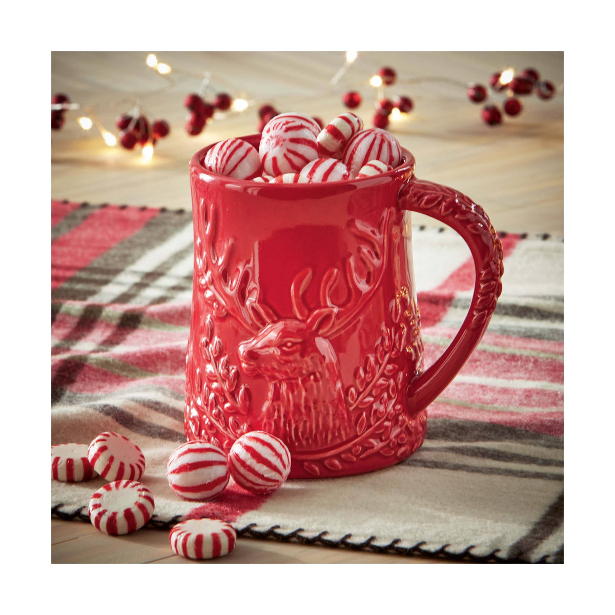 Holiday Stag Mug Red Earthenware Christmas