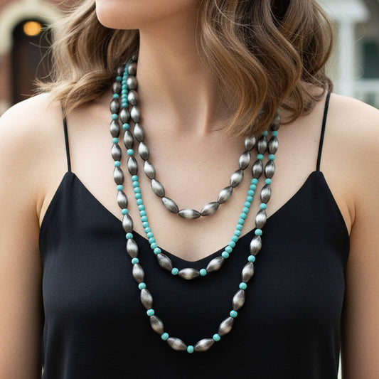 Layered Turquoise and Silver Necklace