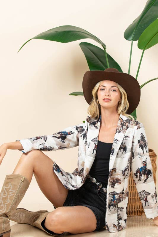 Women's Mason Western Cowboy Print Blazer