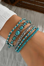 Silvery Turquoise Beading Layered Bracelets