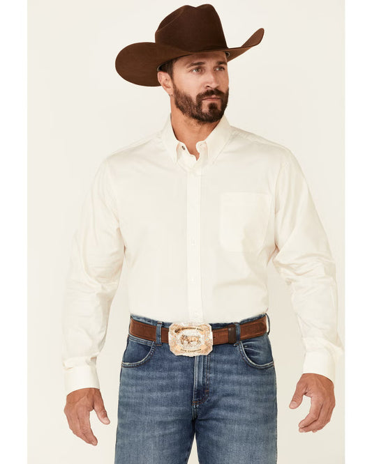 Men's Cinch White Solid Modern Fit-Cream