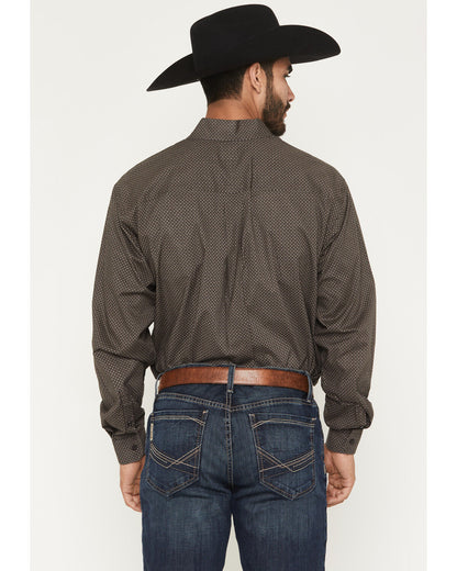 Men's Cinch Micro Geo Print Long Sleeve Button-Down Stretch