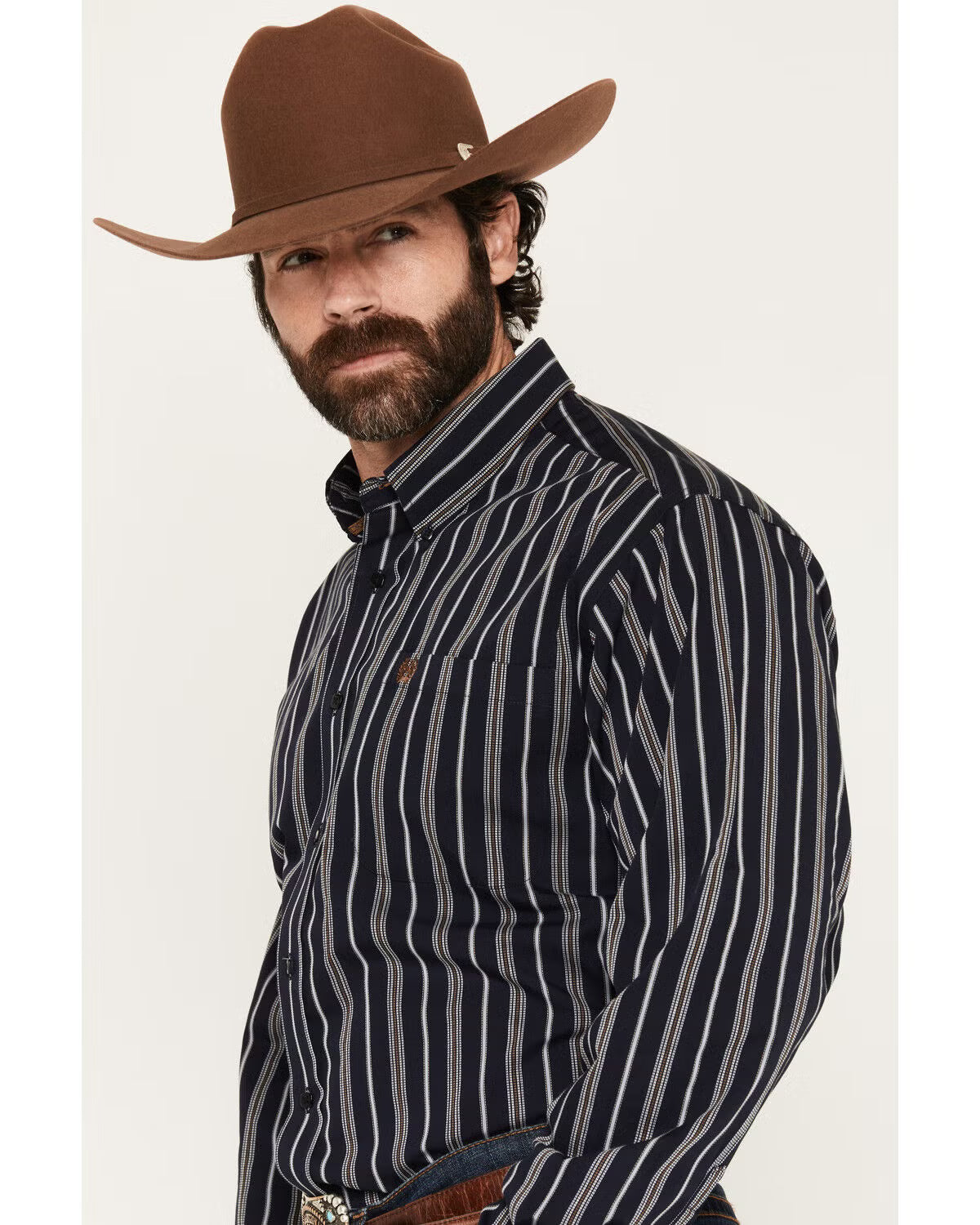 Men's Cinch Navy Striped Button-Down Shirt