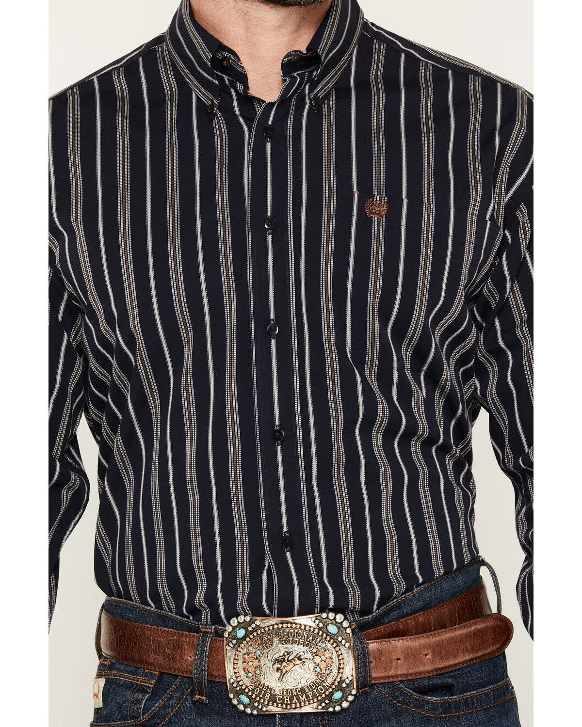 Men's Cinch Navy Striped Button-Down Shirt