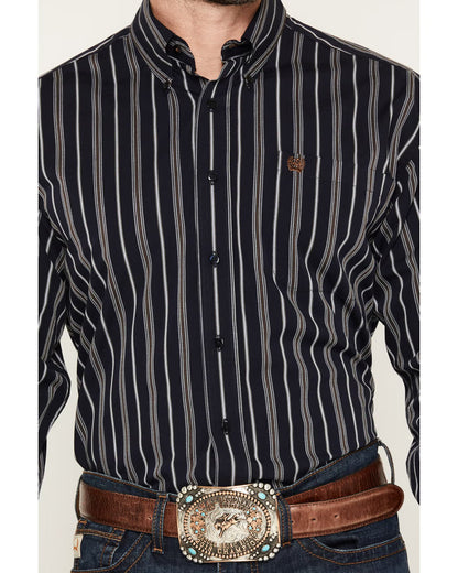 Men's Cinch Navy Striped Button-Down Shirt