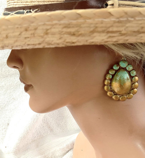 EARRINGS - BABY SUGAR (Venetian Gold over distressed turquoise)