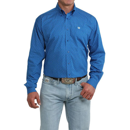 Men's Cinch Geometric Print Western Shirt - Royal Blue
