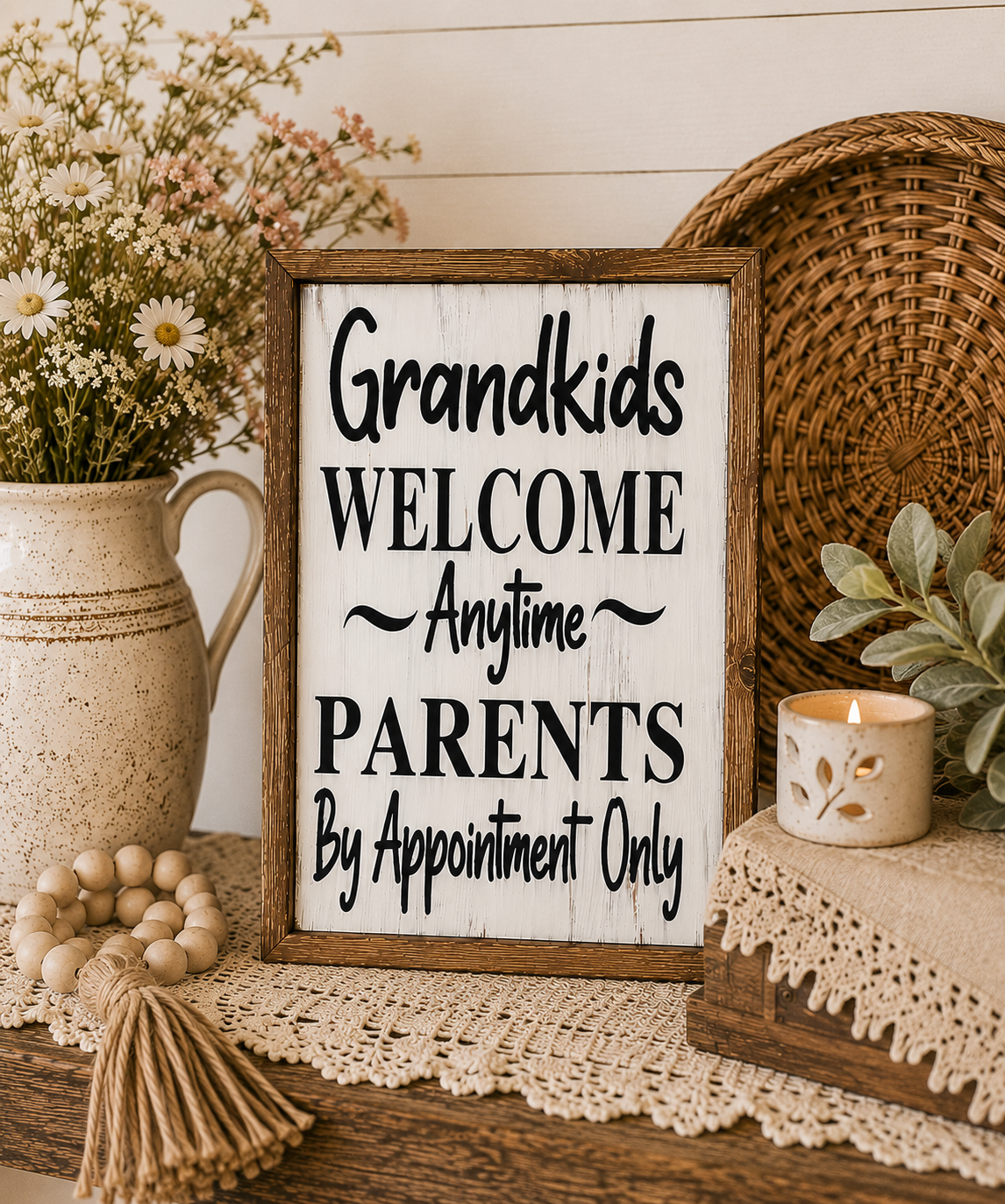 'Grandkids Welcome Anytime' Wood Sign