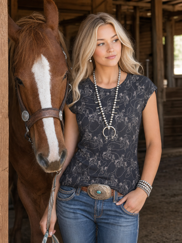 Women's Bronco All Over Knit Top
