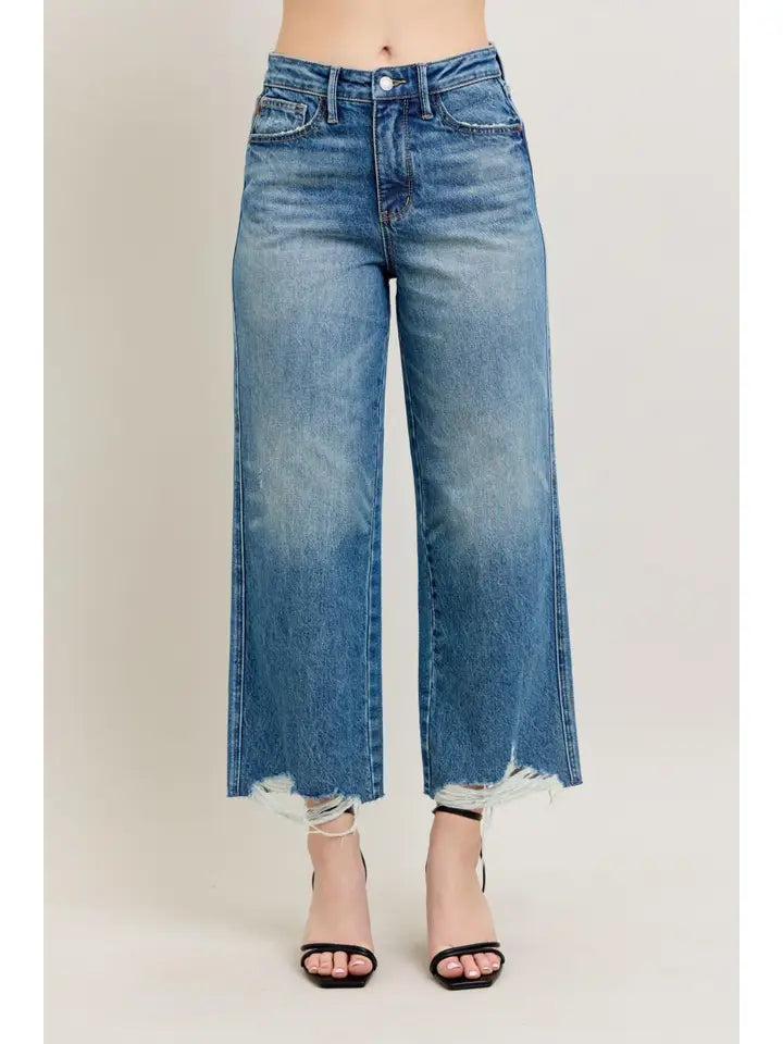 Women's Judy Blue High Waist Rigid Magic Destroy Wide Leg Crop