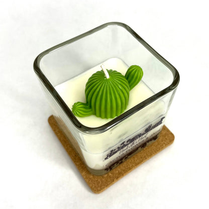 Hand With A Heart Cactus flower & Jade Soy Wax Candle