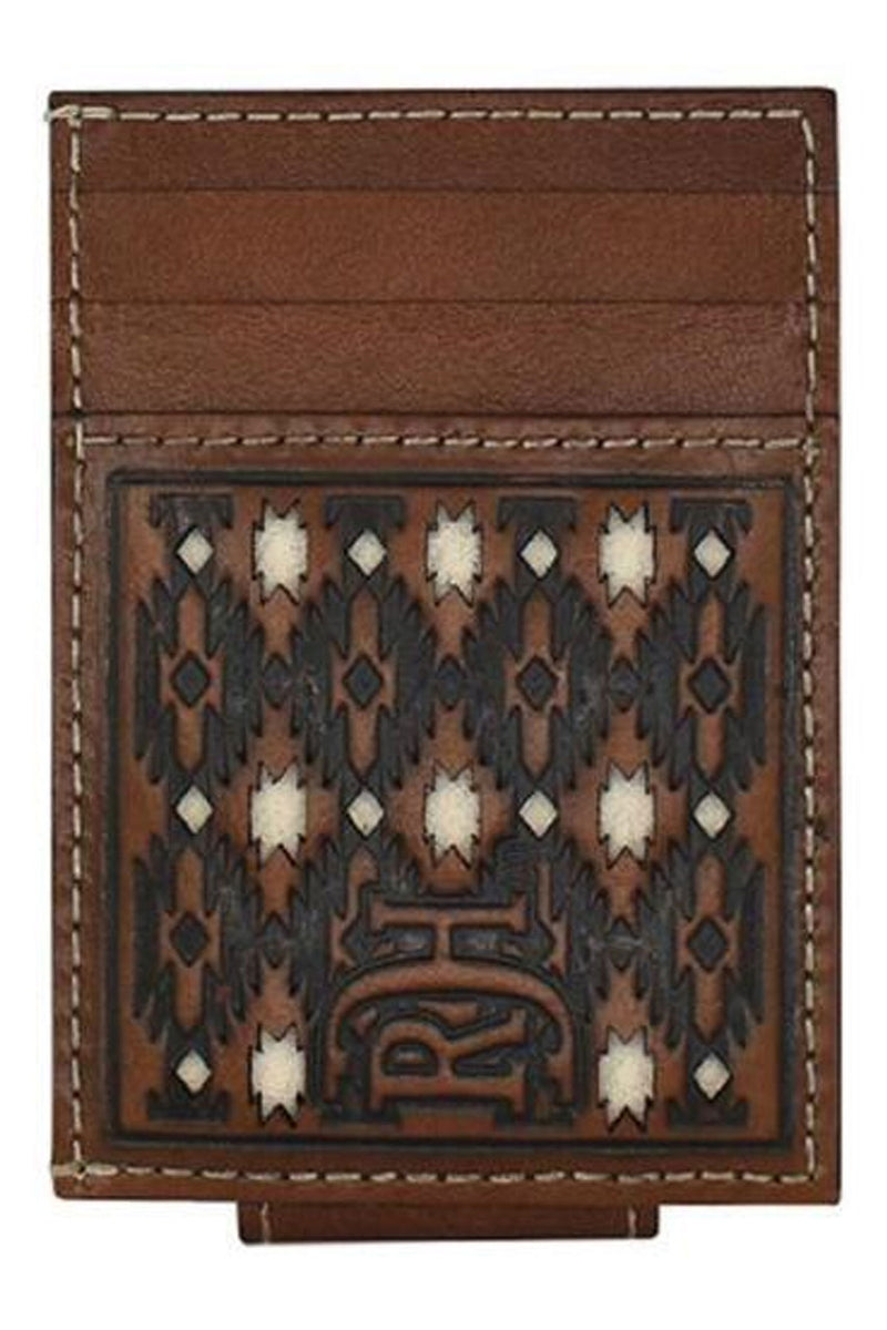 Men's Red Dirt Hat Company Leather Logo Ivory Inlay Western Wallet Money Clip