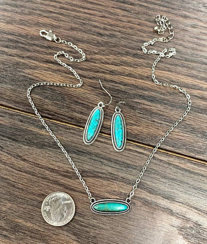 Turquoise Necklace Earrings Set