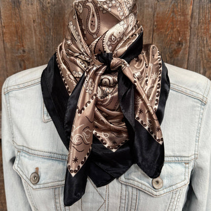 Black and Tan Floral Paisley Wild Rag