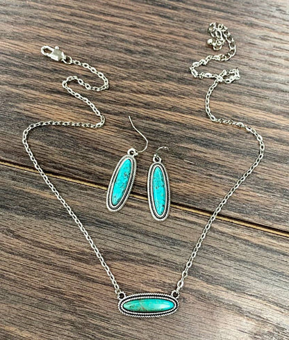 Turquoise Necklace Earrings Set