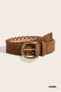 Vintage Braided Brass Pin Buckle Belt - Camel