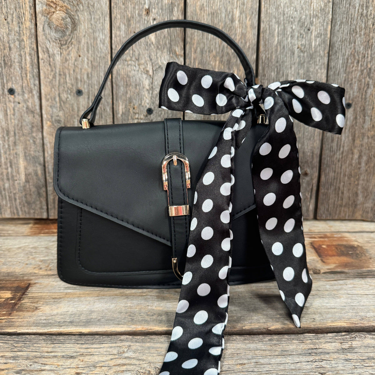 Black and White Polka Dot Skinny Mini Wild Rag Scarf