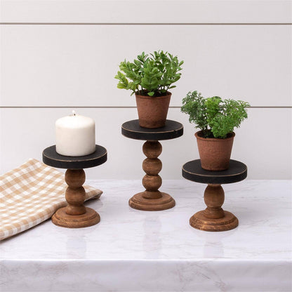Mini Risers - Black Top Wood Base