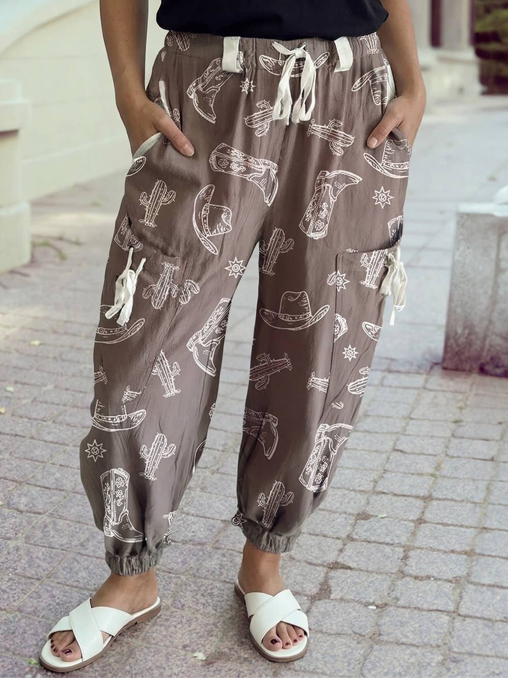 Women's Cowgirl Boot Printed Jogger Pants