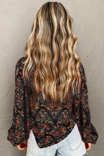 Women's Aesthetic Floral Puff Sleeve Shirt