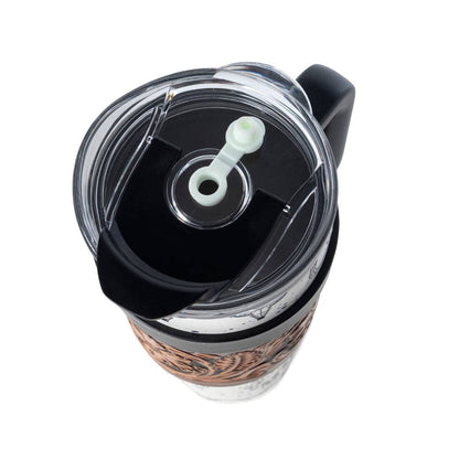 Tooled Western Tumbler in White Stainless Steel